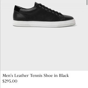 Sunspel Men’s Leather Tennis Shoes Black and White US Size 10